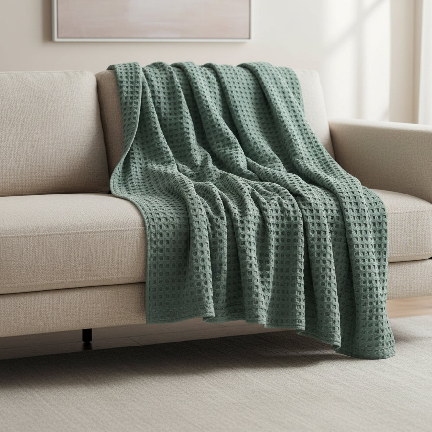 Couverture gaufrée en pur coton douce et légère