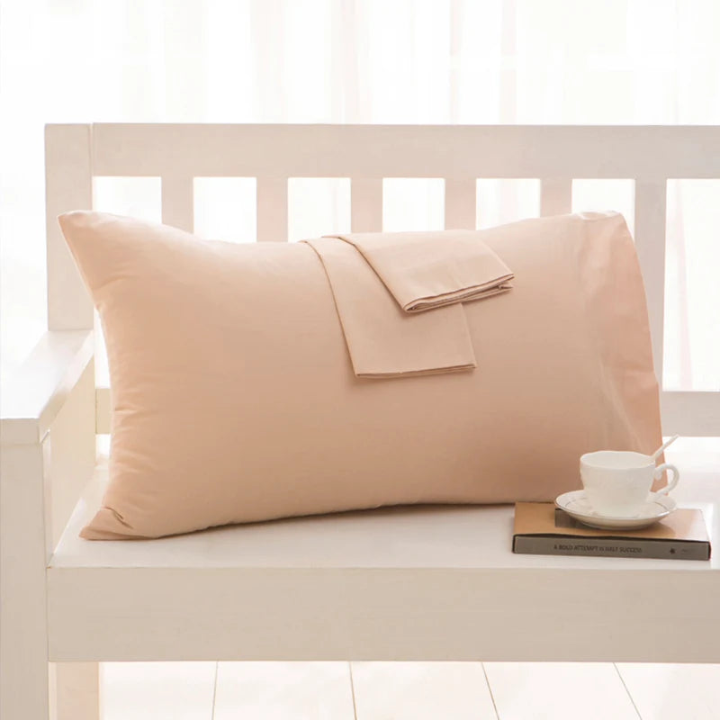 Housse d’oreiller unie en pur coton
