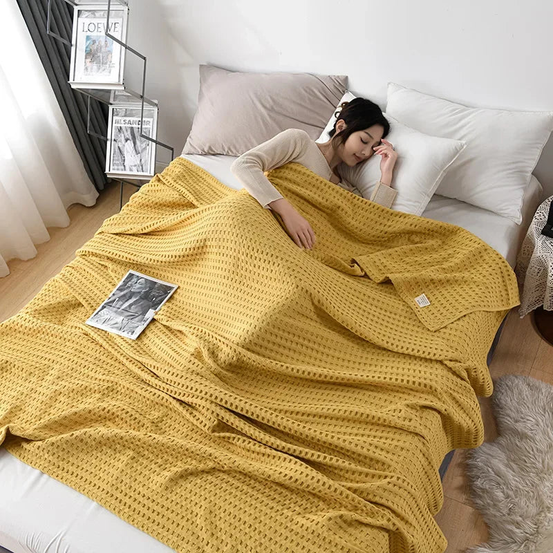 Couverture gaufrée en pur coton douce et légère