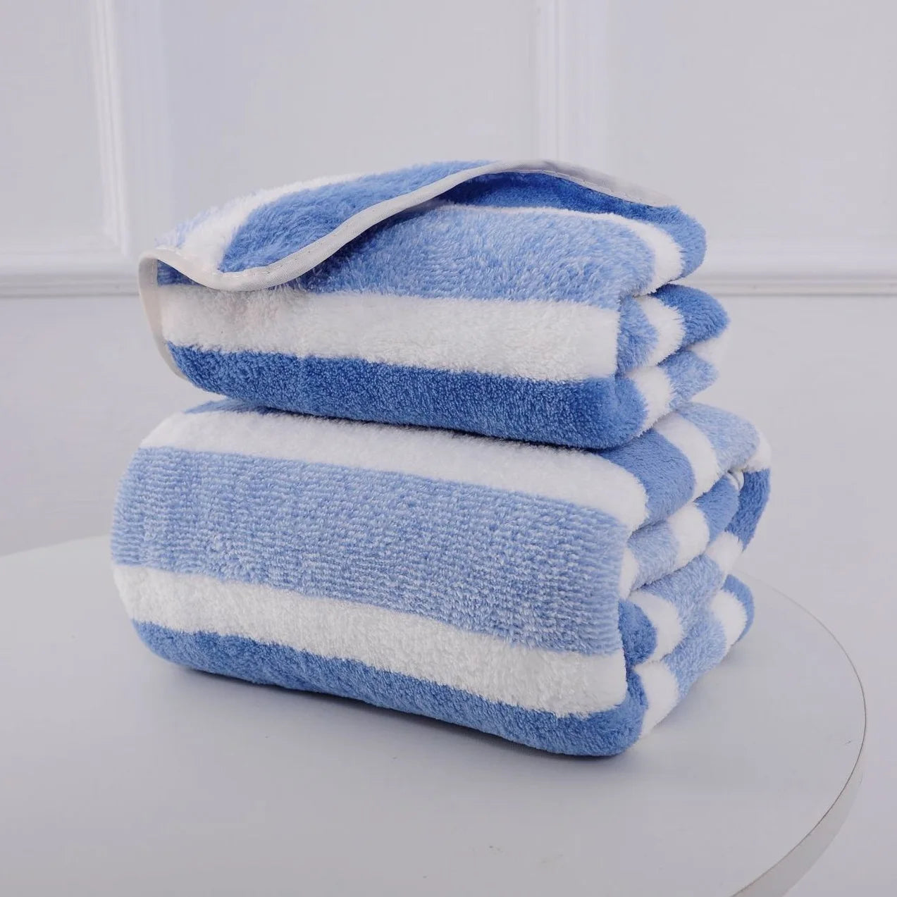 Ensemble de serviettes rayées douces et absorbantes - Sèche rapidement