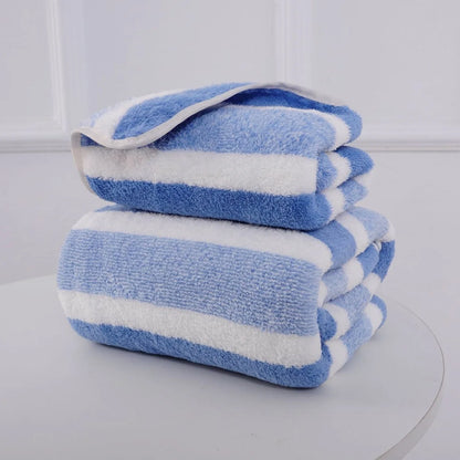 Ensemble de serviettes rayées douces et absorbantes - Sèche rapidement