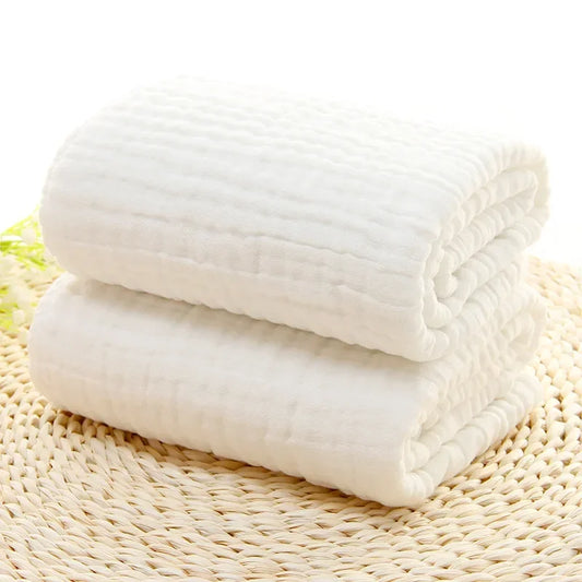 Serviette de bain bébé en mousseline 100 % coton – 6 couches blanc