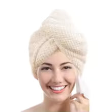 Serviette à Cheveux Absorbante avec Bouton - Idéale pour Cheveux Secs