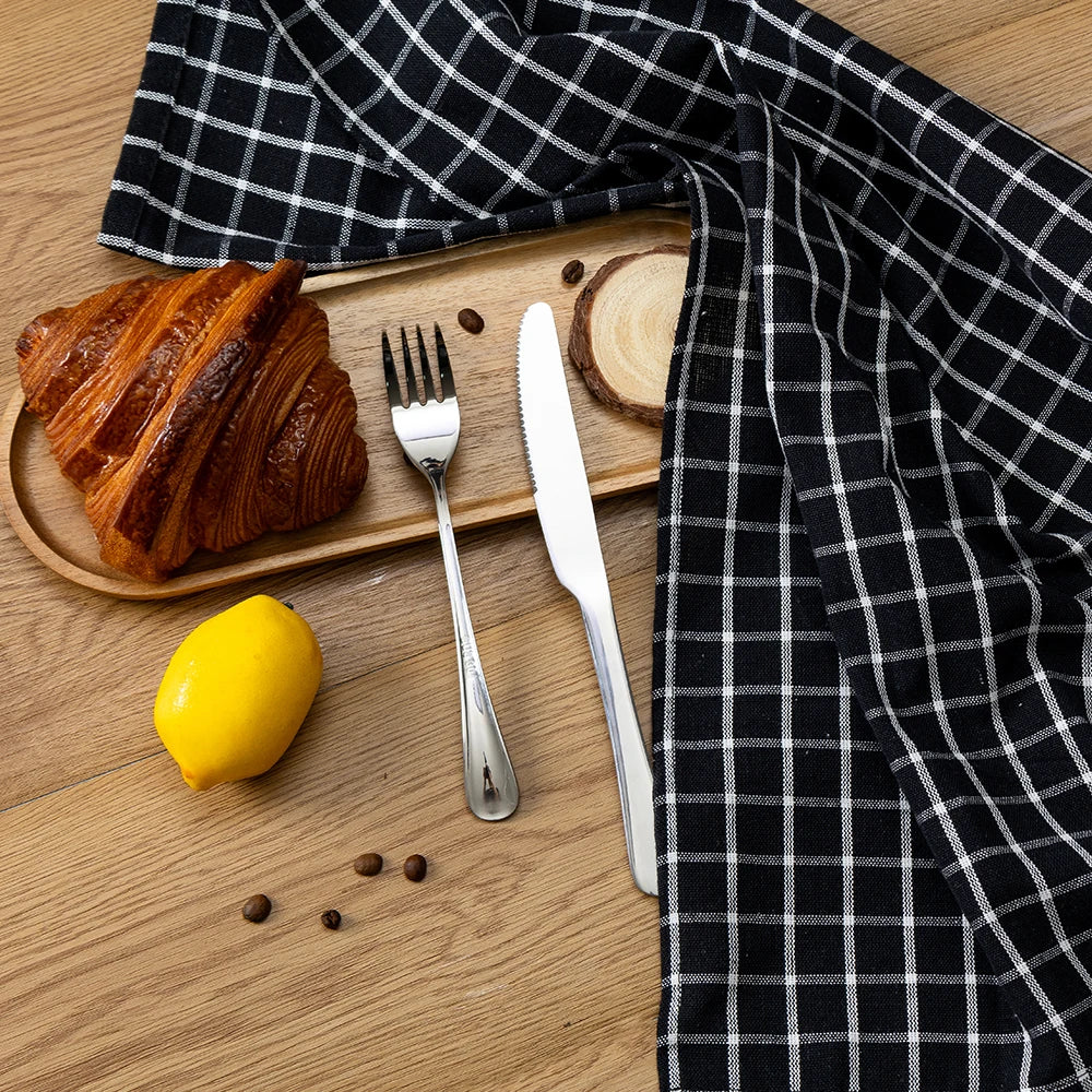 Torchon de cuisine absorbant noir et blanc