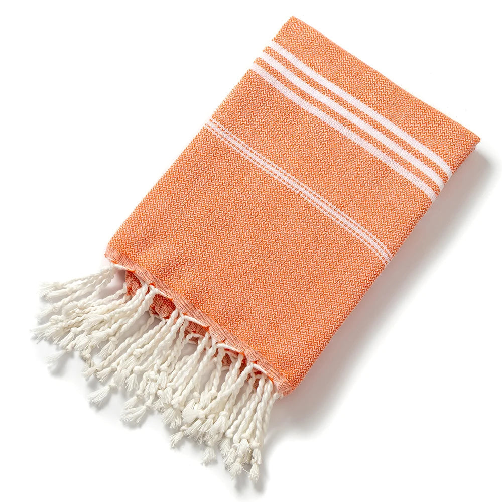 Serviette de plage turque en coton 90x180cm - Douce, absorbante et à séchage rapide