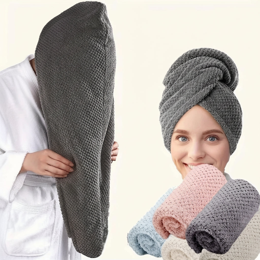 Serviette absorbante pour cheveux avec bouton de maintien