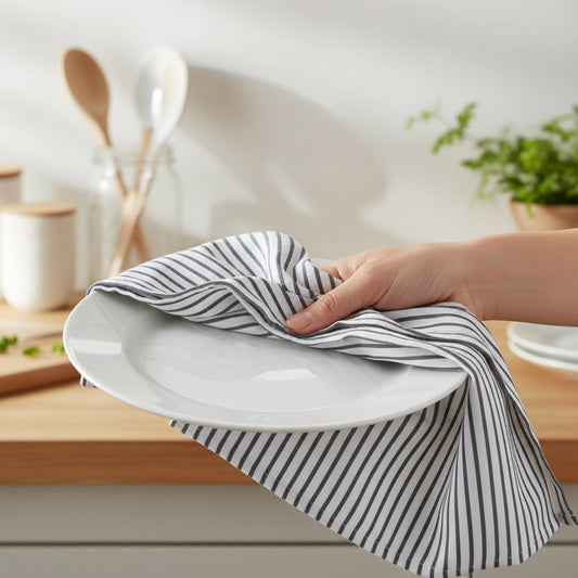 Torchon de cuisine absorbant noir et blanc