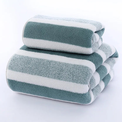 Ensemble de serviettes rayées douces et absorbantes - Sèche rapidement