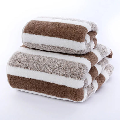 Ensemble de serviettes rayées douces et absorbantes - Sèche rapidement
