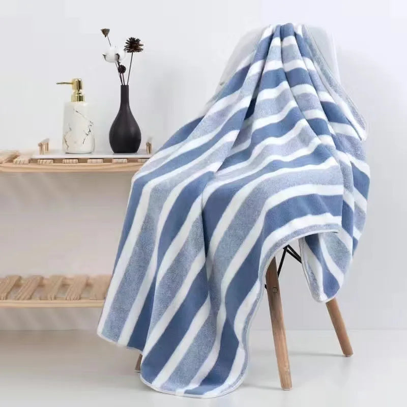 Serviettes de bain rayées douces, absorbantes et à séchage rapide