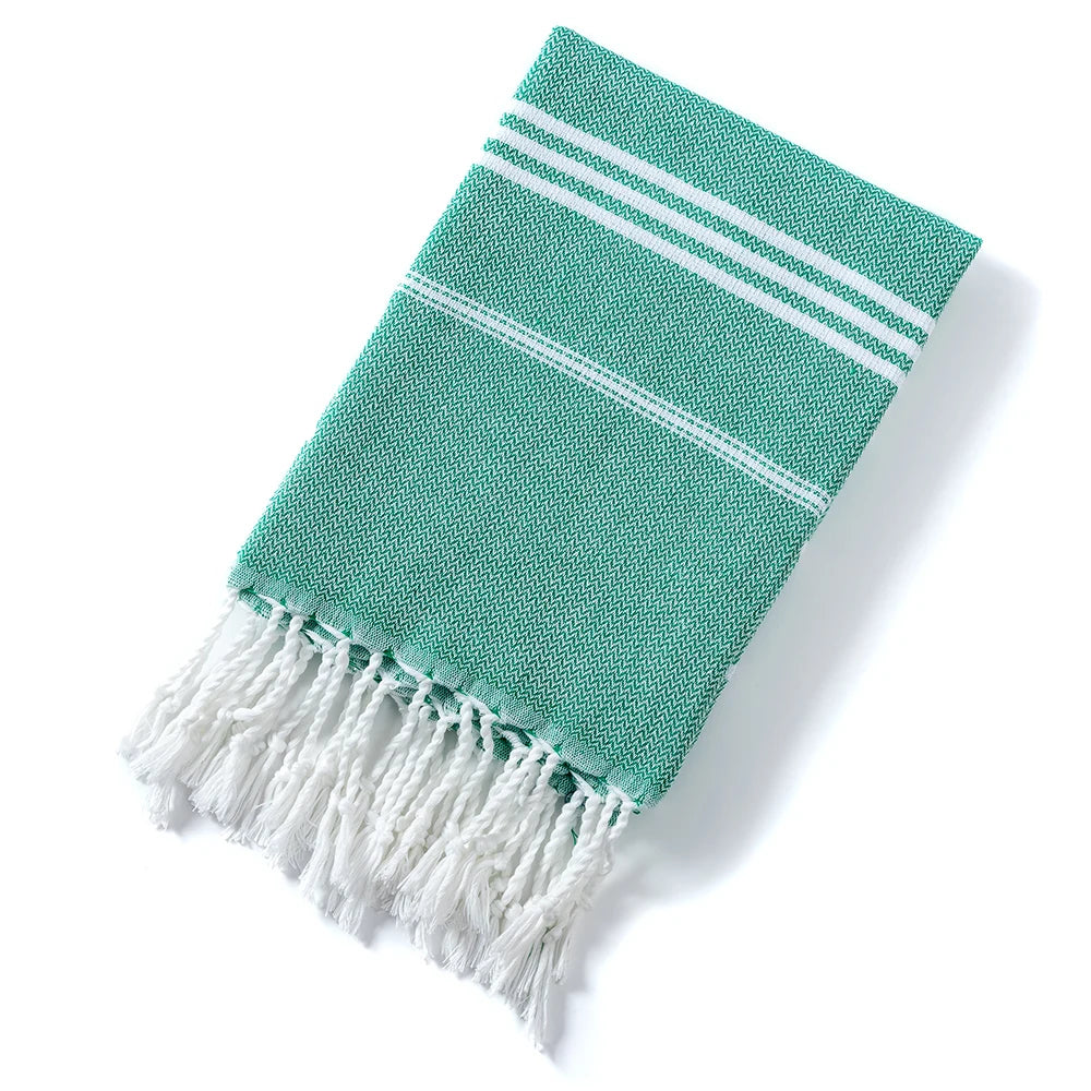 Serviette de plage turque en coton 90x180cm - Douce, absorbante et à séchage rapide