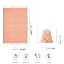 Serviette de Bain YEUZLICOTTON 100% Coton Rayé avec Gland - 100x180 cm