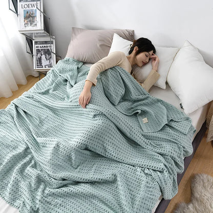 Couverture gaufrée en pur coton douce et légère