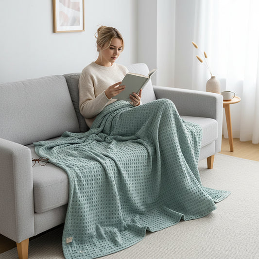 Couverture gaufrée en pur coton douce et légère