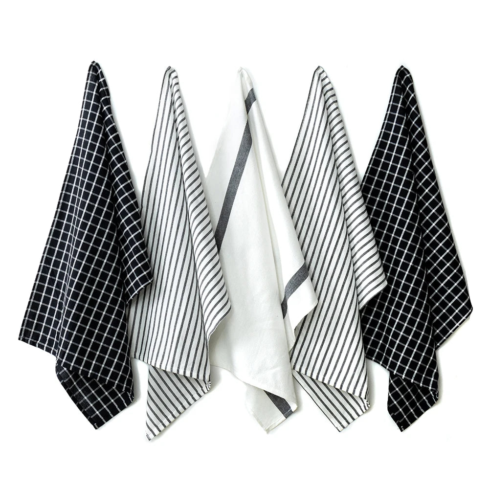 Torchon de cuisine absorbant noir et blanc