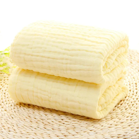 Serviette de bain bébé en mousseline 100 % coton – 6 couches jaune