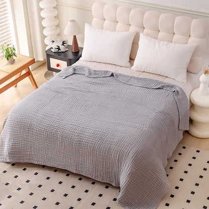 Couverture Mousseline Coton 6 Couches - Respirante et Douce pour Toutes Saisons