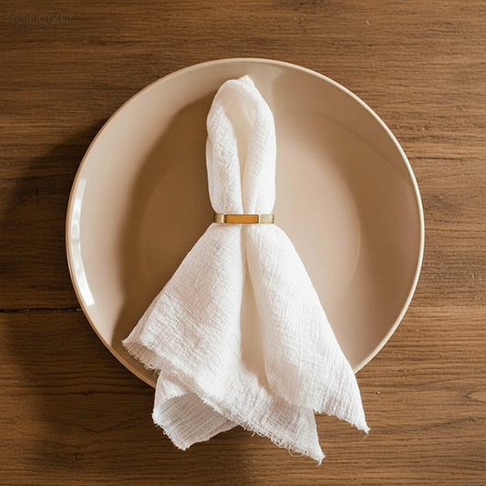 Serviettes Rustiques en Coton - 10 pièces - Blanc