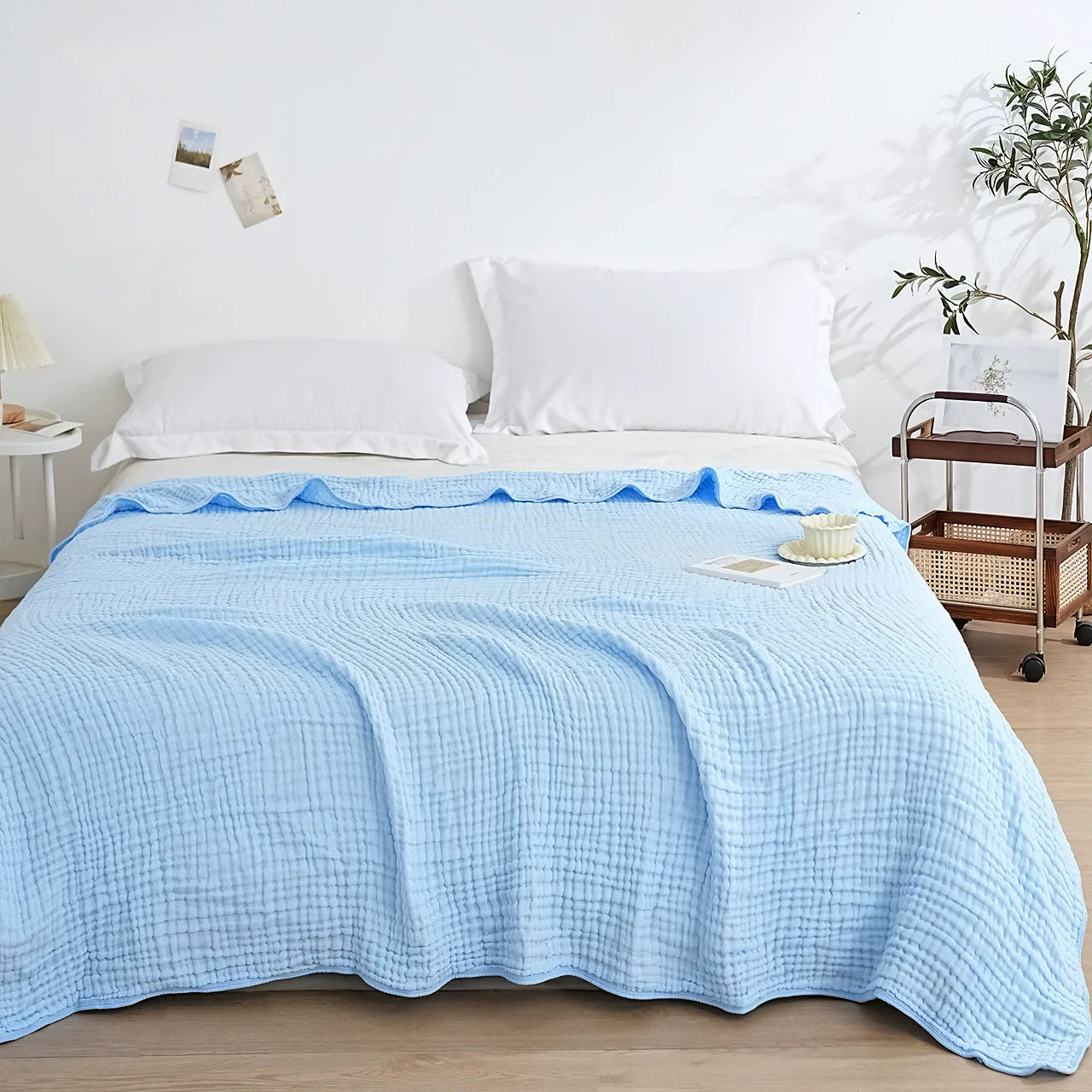 Couverture Mousseline Coton 6 Couches - Respirante et Douce pour Toutes Saisons