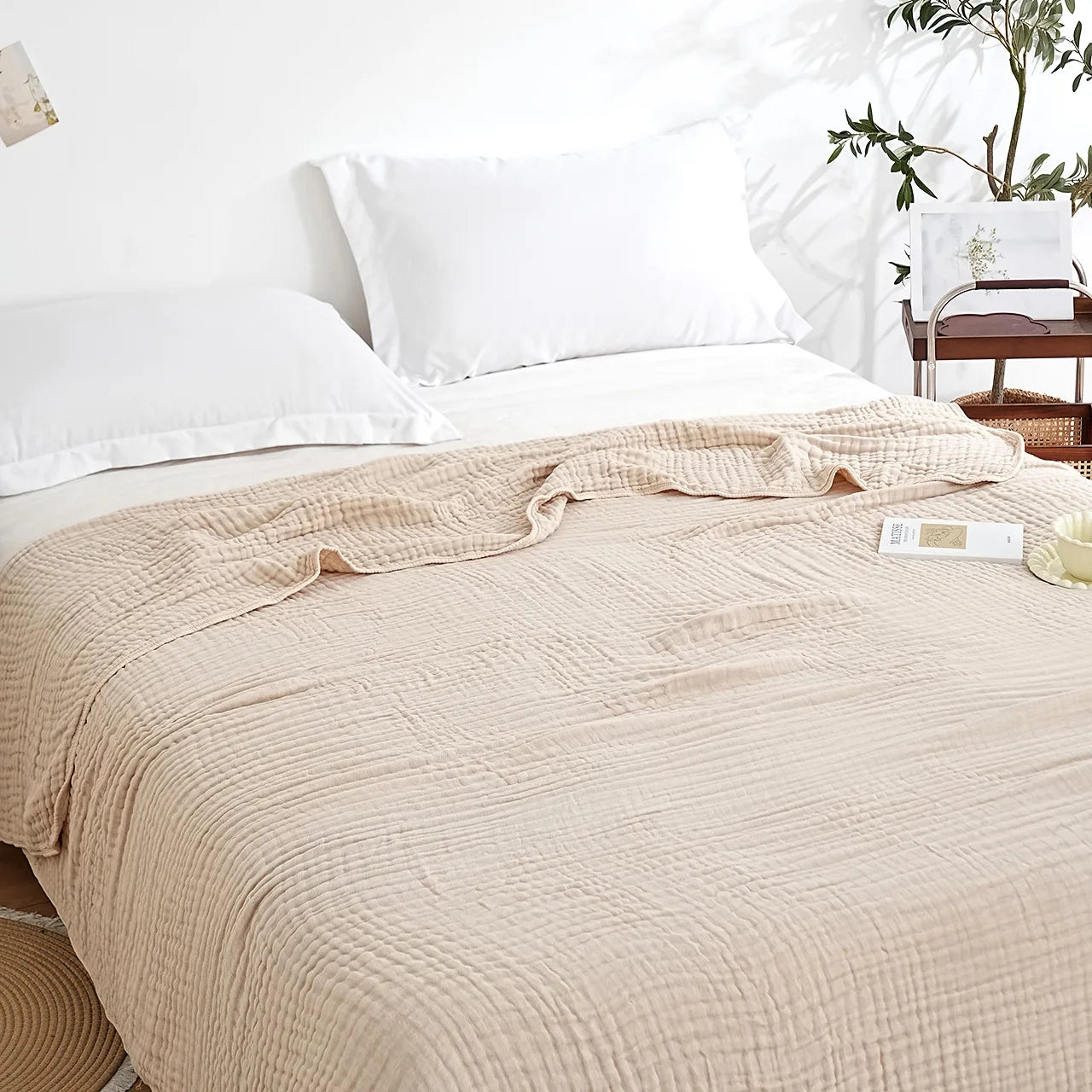 Couverture Mousseline Coton 6 Couches - Respirante et Douce pour Toutes Saisons