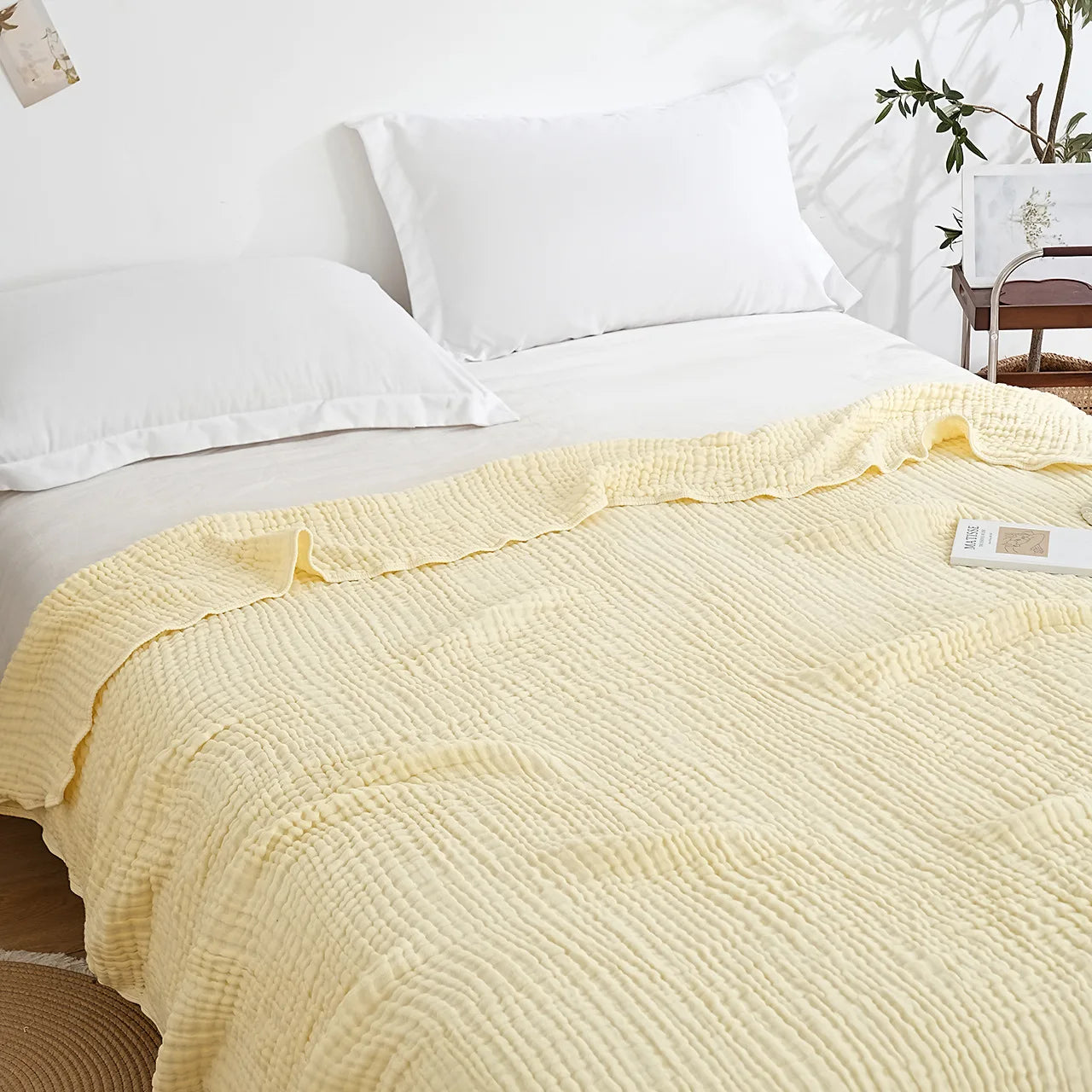Couverture Mousseline Coton 6 Couches - Respirante et Douce pour Toutes Saisons