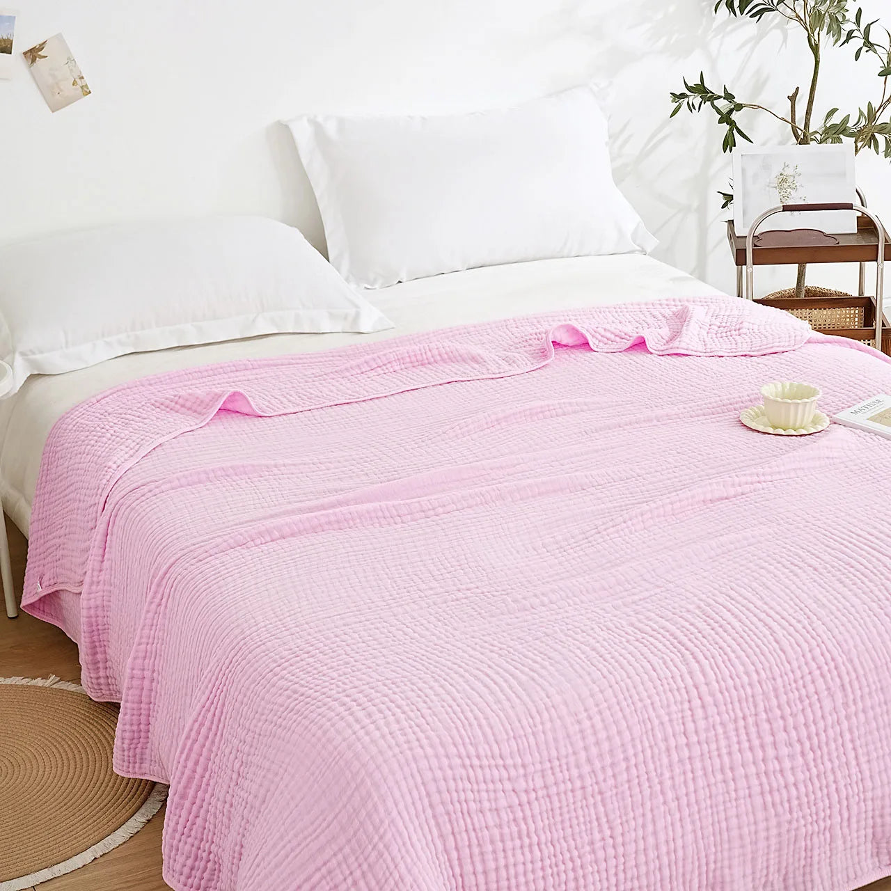 Couverture Mousseline Coton 6 Couches - Respirante et Douce pour Toutes Saisons