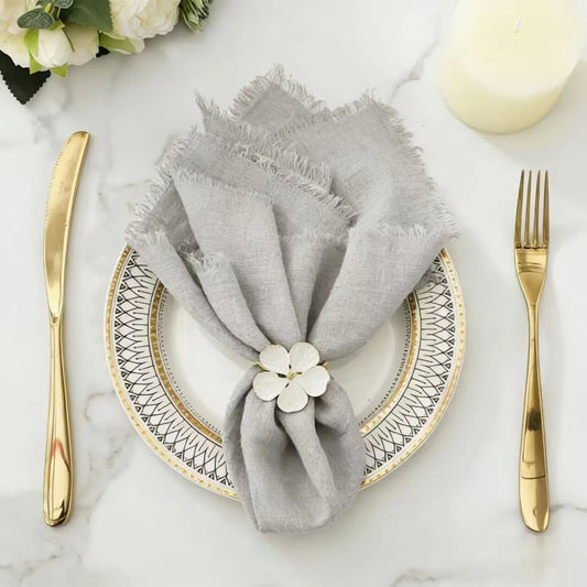 Serviettes Rustiques en Coton - 10 pièces - Gris