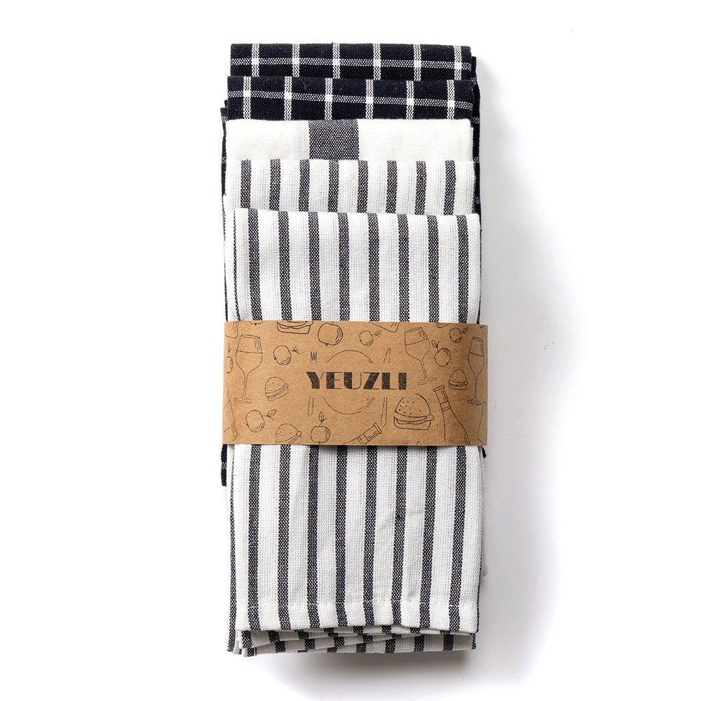 Torchon de cuisine absorbant noir et blanc