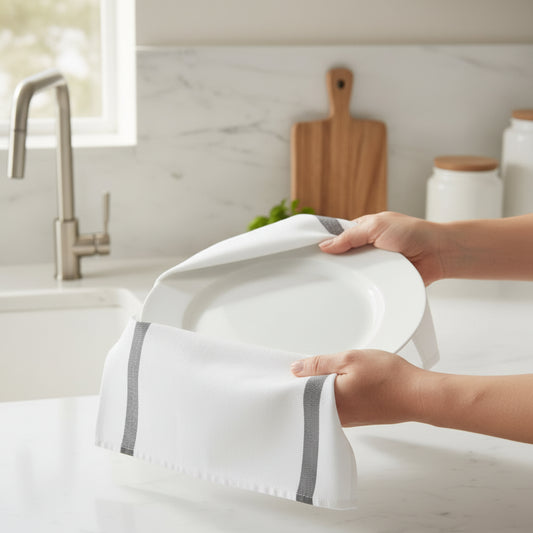 Torchon de cuisine absorbant blanc à rayures