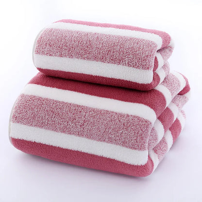 Ensemble de serviettes rayées douces et absorbantes - Sèche rapidement