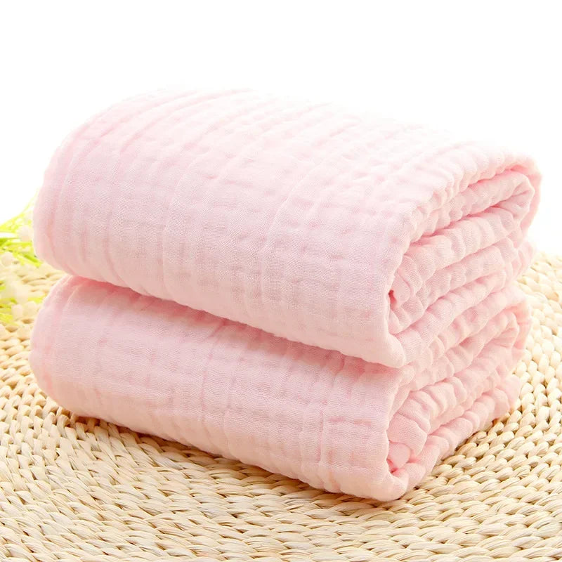 Serviette de bain bébé en mousseline 100 % coton – 6 couches Rose