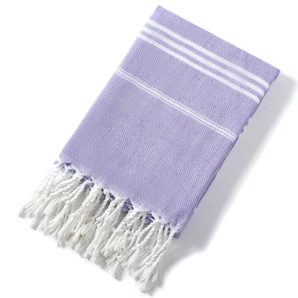 Serviette de plage turque en coton 90x180cm - Douce, absorbante et à séchage rapide