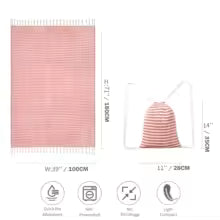 Serviette de Bain YEUZLICOTTON 100% Coton Rayé avec Gland - 100x180 cm