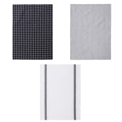 Torchon de cuisine absorbant noir et blanc