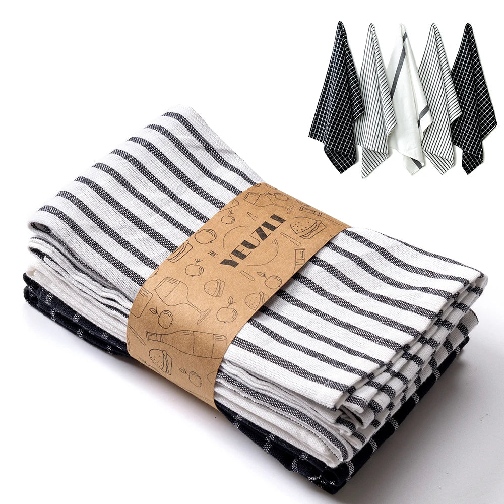 Torchon de cuisine absorbant noir à carreaux