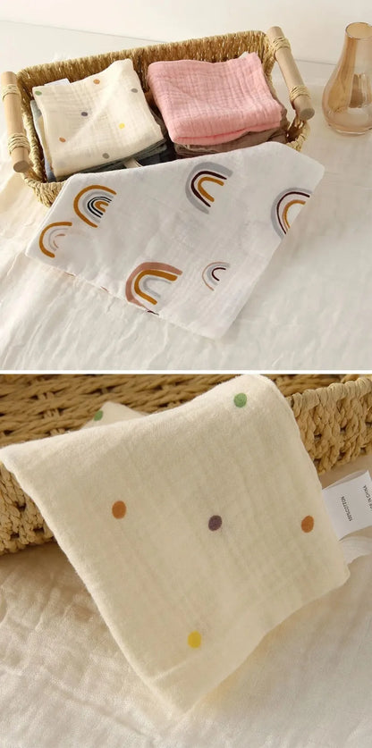 Gant de toilette bébé en gaze de coton douce et absorbante