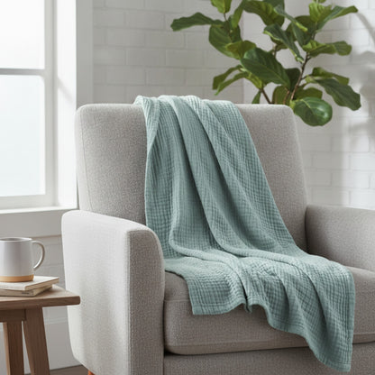 Couverture Mousseline Coton 6 Couches - Respirante et Douce pour Toutes Saisons