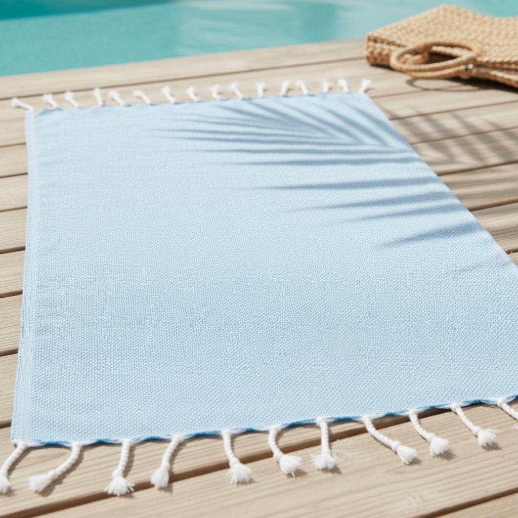 Serviette de plage turque en coton 90x180cm - Douce, absorbante et à séchage rapide