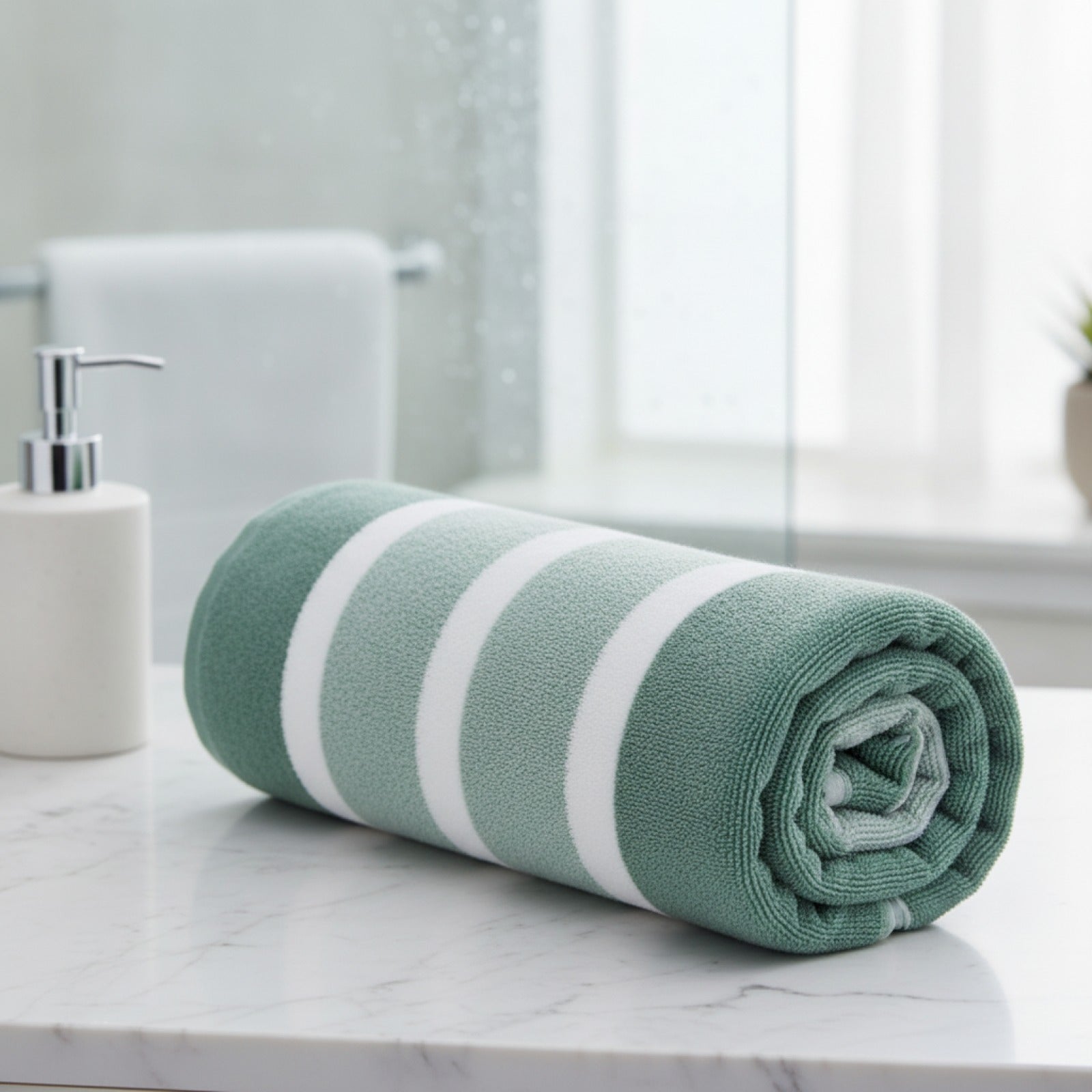 Ensemble de serviettes rayées douces et absorbantes - Sèche rapidement