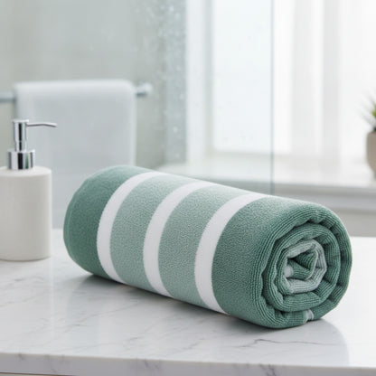 Ensemble de serviettes rayées douces et absorbantes - Sèche rapidement