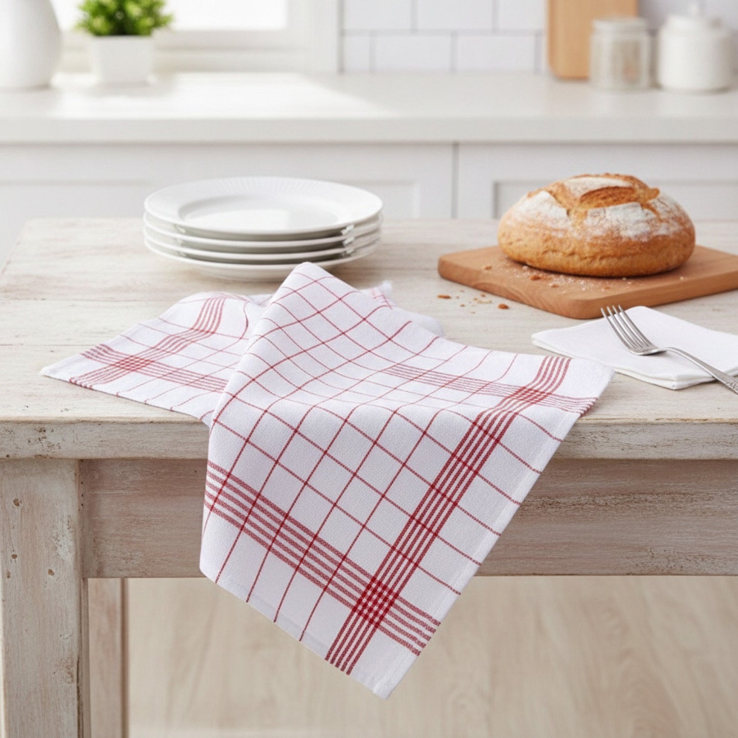 Serviettes de cuisine à carreaux en coton - Lot de 1, 3, 5 ou 10 pièces