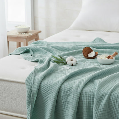 Couverture Mousseline Coton 6 Couches - Respirante et Douce pour Toutes Saisons