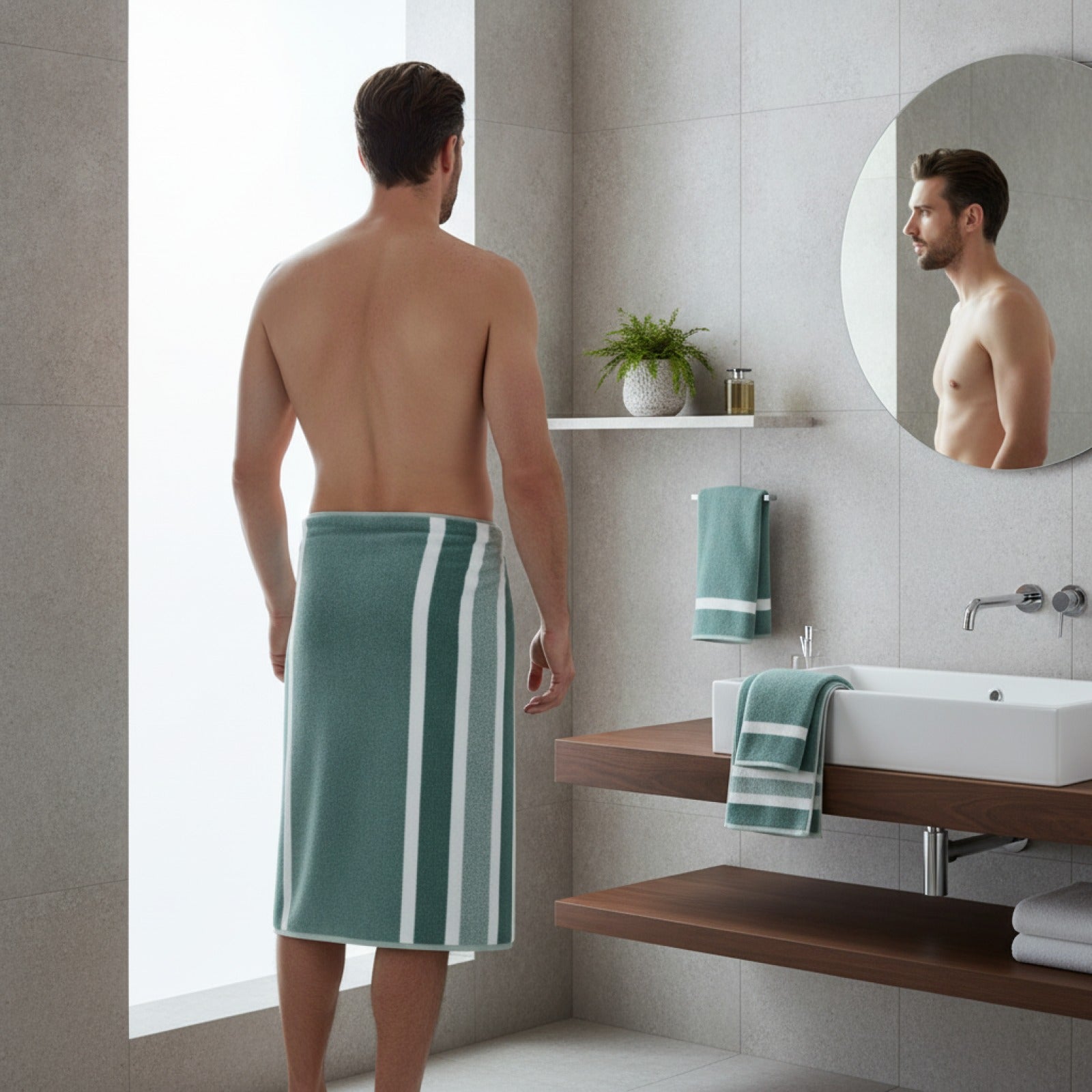 Ensemble de serviettes rayées douces et absorbantes - Sèche rapidement