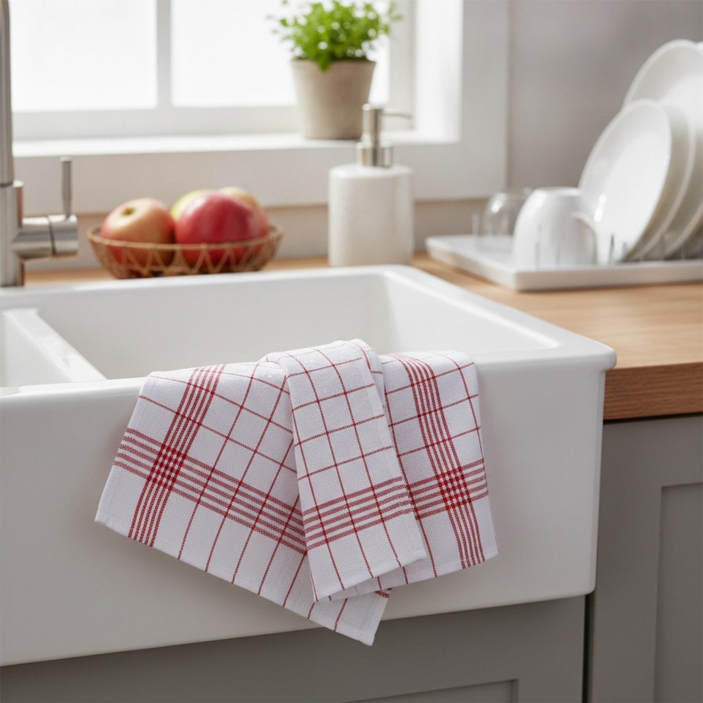 Serviettes de cuisine à carreaux en coton - Lot de 1, 3, 5 ou 10 pièces