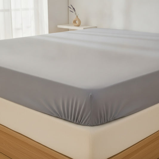 Drap-housse en coton doux Gris Clair - Tailles multiples