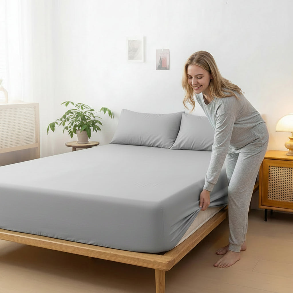 Drap-housse 100 % coton doux et respirant avec élastiques