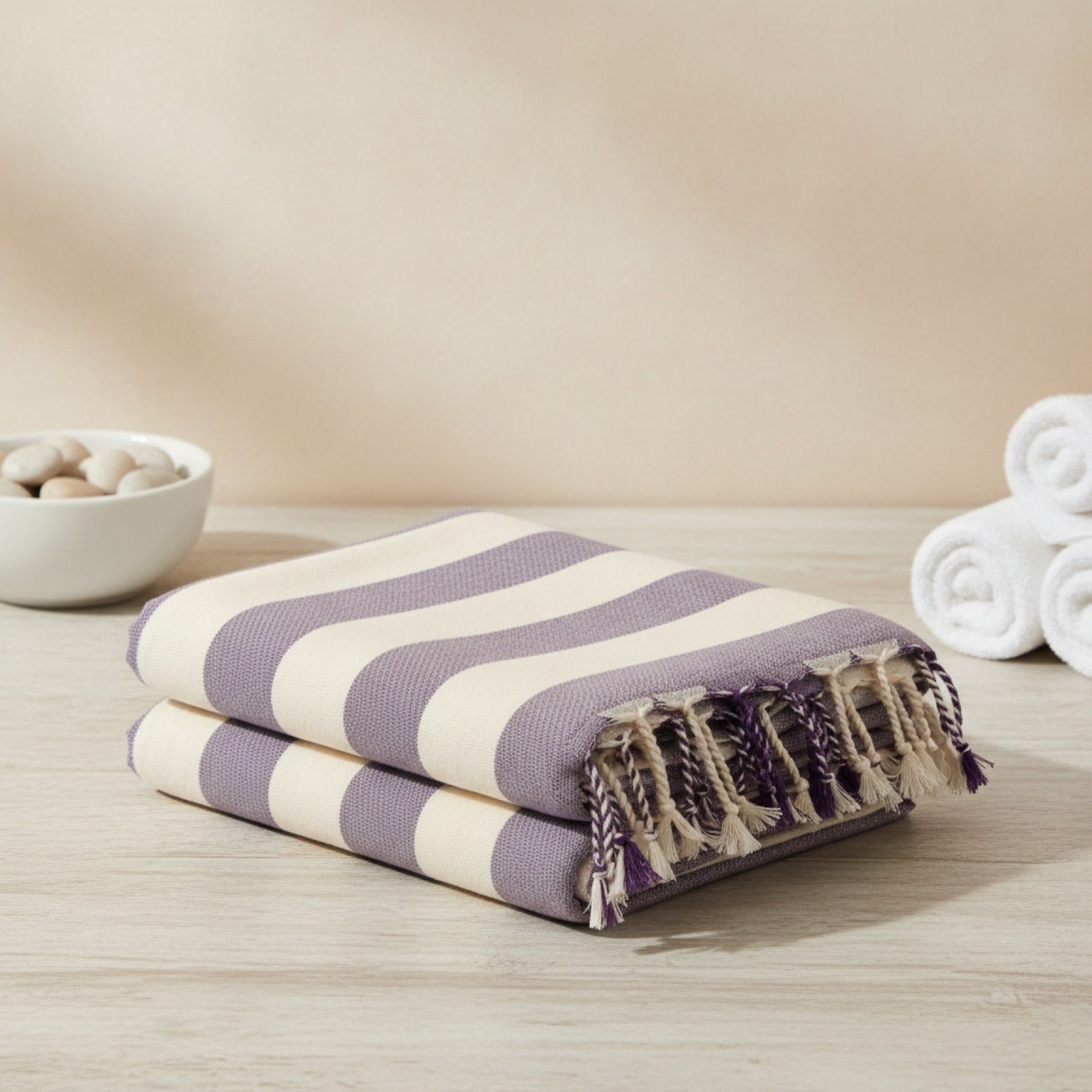 Grande Serviette de Plage Coton Style Turc 100x180cm - Motif Fille Sauna