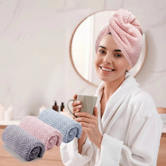 Serviette absorbante pour cheveux avec bouton de maintien