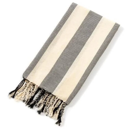 Serviette de plage en coton noir à rayures
