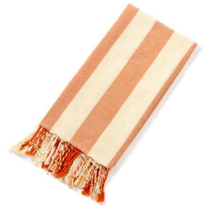 Serviette de plage en coton à rayures orange